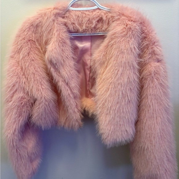 SHEIN Jackets & Blazers - Chic Pink Faux Fur Jacket